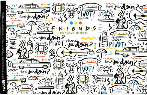 Tervis Warner Brothers - Friends Pattern Insulated Tumbler with Wrap and Black Lid, 1334012, 16 oz, Clear