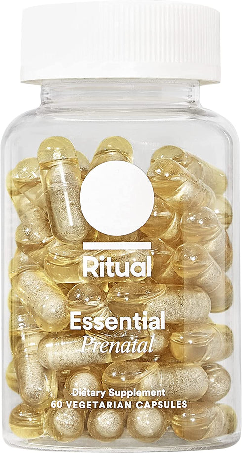 Ritual Prenatal Vitamin: Folate & Choline for Neural Tube Support, Omega-3 DHA for Fetal Brain Development, Iron, Calcium-Helper D3 & K2, Non-GMO, Citrus Essenced, 30 Day Supply, 60 Vegan Capsules