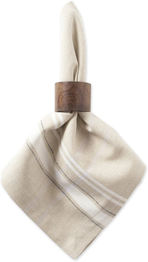 DII Kitchen Essentials Everyday French Stripe Tabletop Collection, Napkin Set, 20x20, Taupe/White, 6 Piece
