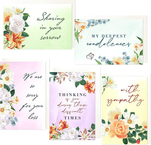 Sympathy Cards with Envelopes Assortment Box - 30pc Bulk Condolence Card Set - Heartfelt Sorry For Your Loss Bereavement Greeting Cards Boxed Pack