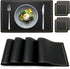 Placemats,Place Mats Coaster for Dinner Table Set of 4 Leather Placemats ,Heat-Resistant Non-Slip Washable Insulation Placemats Modern Fashion Style Placemats,4 Placemats & 4 Coasters (Black)