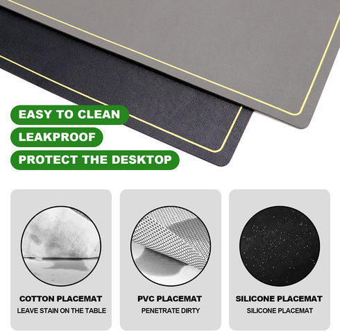 Placemats,Place Mats Coaster for Dinner Table Set of 4 Leather Placemats ,Heat-Resistant Non-Slip Washable Insulation Placemats Modern Fashion Style Placemats,4 Placemats & 4 Coasters (Black)