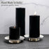 JEZZEJ Silver Pillar Candle Holder Set of 2 - Candle Holders for Table Centerpiece - Candle Holders for Pillar Candles - Handmade in India Candle Stand - Large Candle Plate to Protect Surface