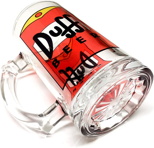 DUFF Beer Mug - 16oz - The Simpsons Inspired - Thick Quality Clear Glass - Artwork On Both Sides - Foam Protection - Perfect Gift¦