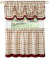 Achim Home Furnishings Tier Pair and Valance Set Tattersall Window Curtain, 58" x 24", Burgundy,TTTV24BU12