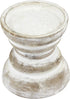 Stonebriar Antique White Wooden Pillar Candle Holder, Vintage Seaside Pillar Stand for Dining Table Centerpiece, Coffee Table, Mantel, Or Any Table Top, Small