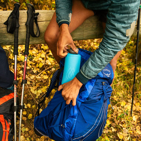 Hydrapak Flux - Collapsible Backpacking Water Bottle (1.5 Liter) - BPA Free, Ultra Light, Spill-Proof Twist Cap - Mammoth Grey