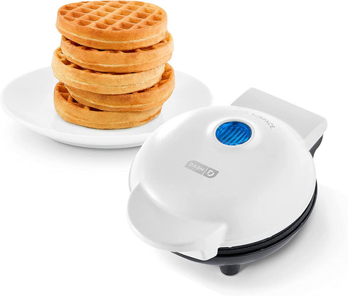 DASH DMW001WH Mini Maker for Individual Waffles, Hash Browns, Keto Chaffles with Easy to Clean, Non-Stick Surfaces, 4 Inch, White