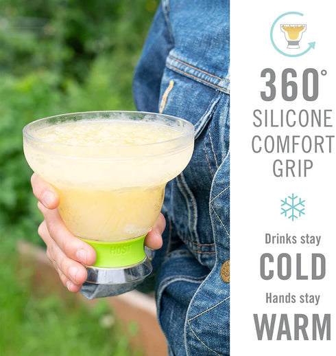 Host Freeze Stemless Margarita Glass Insulated Gel Chiller, Plastic Double Wall Frozen Cocktail Cup, Set of 2 Cups, 12 oz, Grey