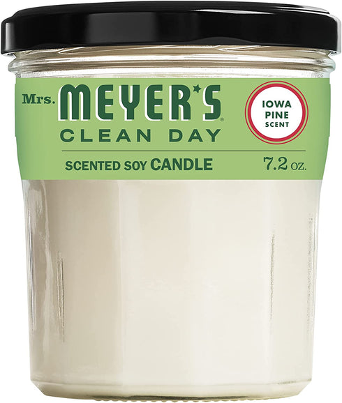Mrs. Meyer's Clean Day Scented Soy Aromatherapy Candle, 35 Hour Burn Time, Made with Soy Wax and Essential Oils, Iowa Pine Scent, 7.2 oz