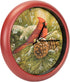 Mark Feldstein Wild Wings December Dawn Cardinal Round Red Frame 8 Inch Bird Sound Wall Clock