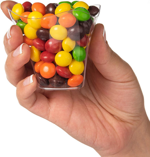 Mini Swirl Triangle Dessert Cups - Plastic Reusable Cups For Serving Dessert, Fruits & Mini Appetizer - Sampling Tasting Cups for Wedding Birthday Parties By Loreso(48CT 3.5oz Cups with Spoons)