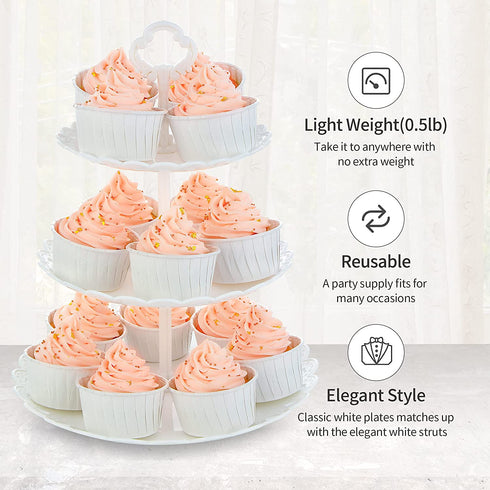NWK 5 Piece Cake Stand Set with 2xLarge 3-Tier Cupcake Stands + 3X Appetizer Trays Perfect for Wedding Birthday Baby Shower Thanksgiving Christmas New Year Party