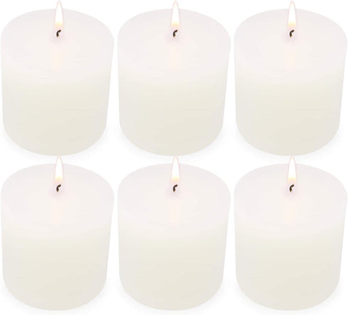 Amusaer 6 Pack 3x3 Inch Unscented Pillar Candles, Dripless and Smokeless Candle Set, Long and Slow Burning Candle, Perfect for Home Decoration, Wedding, Party