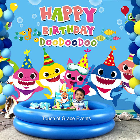 Shark Birthday Party Supplies and Decorations 7X5 FT Photo Backdrop for Boy Girl Baby Shower Kids Bedroom Wall Decor