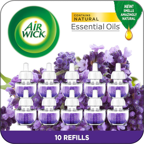 Air Wick Plug in Scented Oil Refills, Lavender and Chamomile, Eco Friendly, Essential Oils, Air Freshener, 0.67 Fl Oz, Pack of 10