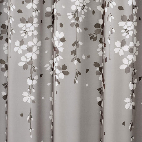Lush Decor Weeping Flower Shower Curtain - Fabric Floral Vine Print Design, 72? x 72?, Gray