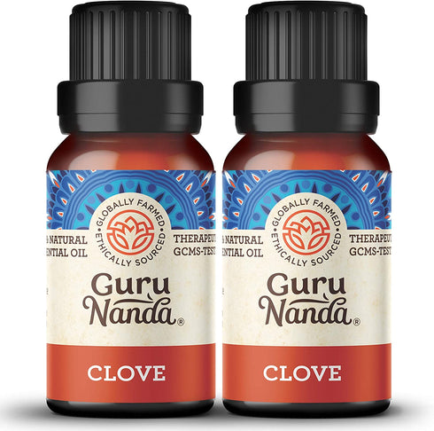 GuruNanda Clove Essential Oil (2 Pack x 15 ml) - 100% Pure Therapeutic Grade, Natural Healing Oil for Oral and Dental Care, Use in Diffuser for Invigorating Spicy Scent