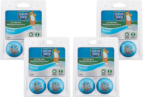 Fresh Step Cat Litter Box Deodorizing Pods In Fresh Scent | Cat Deodorizer Pods for Litter Box | Great Way to Eliminate Cat Odors From the Home - 2 Count - 4 Pack