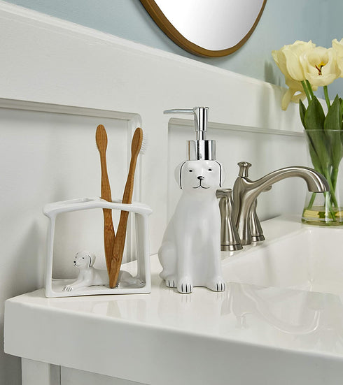 SKL Home by Saturday Knight Ltd. Fur Ever Friends Toothbrush Holder, White