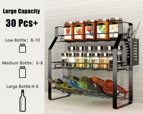 Spice rack Organizer for Counter - Bathroom Countertop Organizer Tiered Spice Shelf for Kitchen Cabinet with Utensils Holder€¦