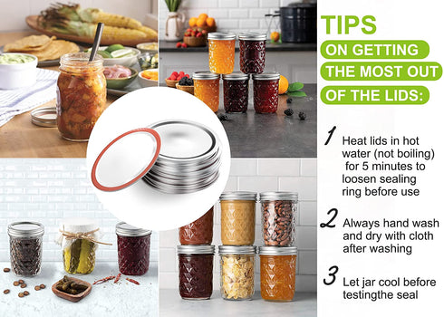 Wide Mouth Canning Lids for Ball, Kerr Jars - 24-Count Split-Type with Leak proof & Airtight Seal Features, Metal Mason Jar Lids for Canning - Food Grade Material, Silver/86 MM