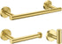 Nolimas 3-Pieces Brushed Gold Bathroom Hardware Set SUS304 Stainless Steel Round Wall Mounted Includes 12" Hand Towel Bar,Toilet Paper Holder,Robe Towel Hooks,Bathroom Accessories Kit