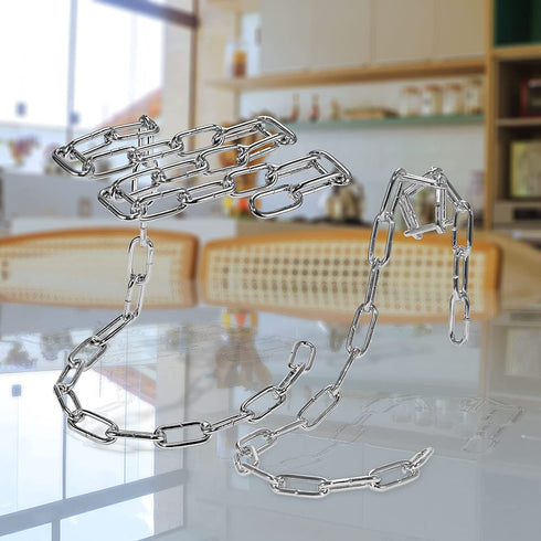 Southern Homewares Magic Floating Chain Wine Glass Stemware Rack & Wine Bottle Holder Set Chrome Free Standing Holder