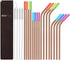 StrawExpert 16 Pack Rose Gold Reusable Metal Straws with Silicone Tip & Travel Case & Cleaning Brush,Long Stainless Steel Straws Drinking Straw for 20 and 30 oz Tumbler