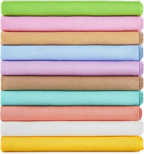 10 Pieces 20 x 20 Inch Candy Solid Fabric Square Patchwork Fabrics DIY Quilting Fabric Bundles for DIY Sewing Crafting Handmade Craft Supplies