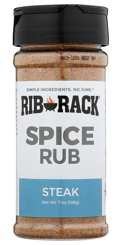 Rib Rack Dry Spice Rub - Steak, 7.0 oz. - Meat Seasoning for BBQ, Grill, Smoker - All Natural Ingredients (Packaging May Vary)