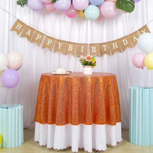 DUOBAO Table Cloths 72 Inch Round Tablecloth Orange Sequin Tablecloth Wedding Sequin Tablecloth Overlay Round Dining Table Cover Christmas Decor (Round 72-Inch, Coral)