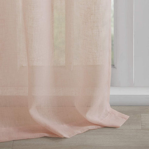 Madison Park Rosette Floral Embellished Cuff Tab Top Solid Single Window Treatments Curtain Panel Drape for Bedroom Living Room and Dorm, 50"x84", Blush
