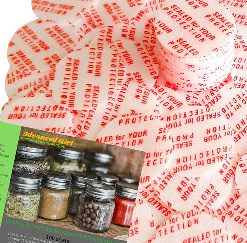 Pressure Sensitive Torque Activated Seals Cap Liners - 43 mm (1.69") -100 PCS -Made in USA- for Glass & Plastic Bottles & Containers - No Induction Sealer Needed