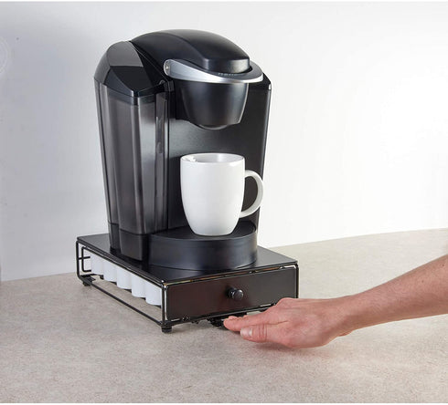 nifty SOLUTIONS Capacity Nifty Rolling Mini Black Finish, Compatible with K-Cups, 24 Pod Pack Holder, Compact Under Coffee Pot Storage Drawer, Slim Home Kitchen Counter Organizer