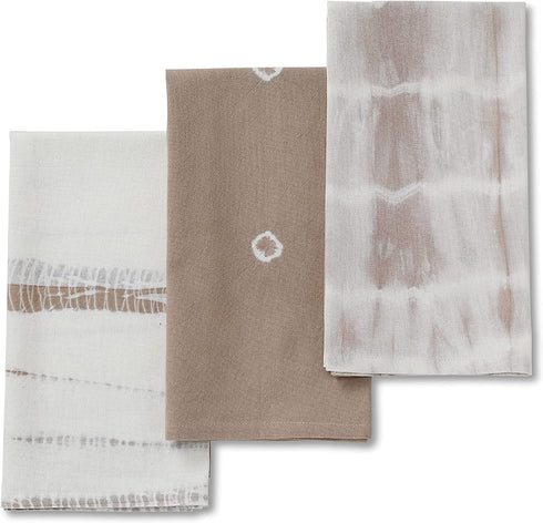 Folkulture Kitchen Towels or Dish Towels for Kitchen, 20x26 Inches Tea Towels with Hanging Loop or Hand Towels, Flour Sack Hand Towels or Farmhouse Kitchen Towels, 100% Cotton, Set of 3, Indie Smoke
