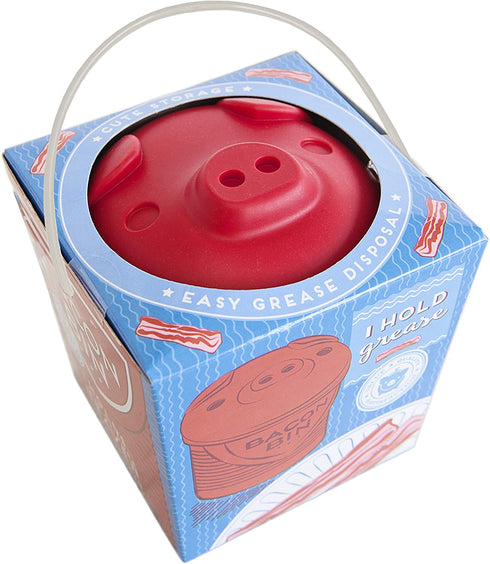 Talisman Designs Bacon Bin Grease Strainer & Collector | Red | Family Friendly Kitchen Tools | Fun & Functional Silicone Grease Container | Holds up to 1 Cup