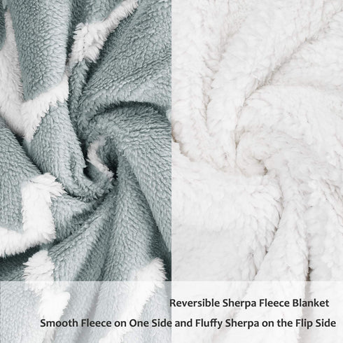 Sherpa Fleece Throw Blanket, Cozy Fuzzy Jacquard Blanket for The Couch Bed | Fluffy Comfy Warm Heavy Throws | Comfort Caring Gift, 50x60 inches