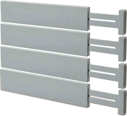 Bellsal Large Drawer Divider Bamboo (3.15 Tall 17.7-22.8 Long) Deep Kitchen Drawer Organizer for Clothes Dresser Bedroom Office Set of 4 Grey