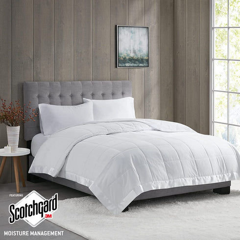 Madison Park Windom Microfiber Down Alternative Stain Resistant Blanket, Twin, White