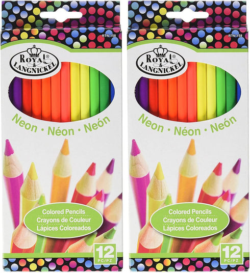 2-Pack - Royal Brush RTN-158 Neon Colored Pencils - 12/Pkg