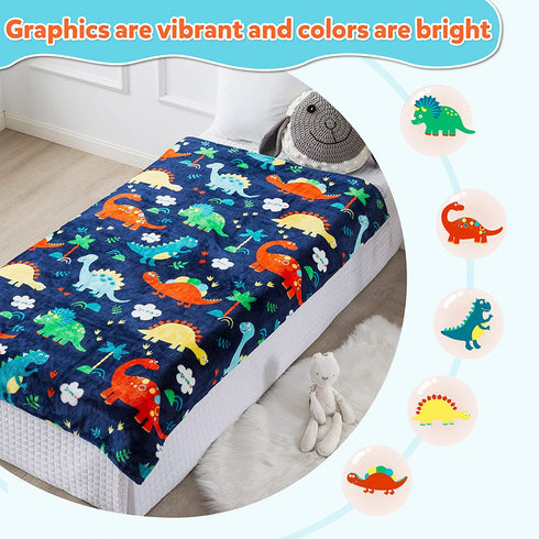 Mermaker Dinosaur Blanket for Boys, Dinosaur Toddler Blanket for Boys and Girls, Cute Dinosaur Blankets for Kids, Toddler Boys Blanket Soft Dinosaur Fleece Kids Blanket for Toddler Bed (50x60 inch)