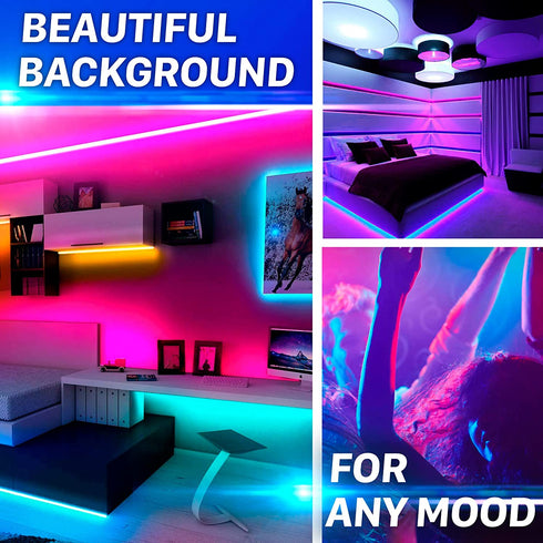 Upgraded 2022 WiFi LED Strip Lights Kit Extra Adhesive 3M Tape - 20 feet 300 LEDs SMD 5050 RGB Light, 44 Key Remote Controller, Flexible Changing Multi-Color Lighting Strips for TV, Room