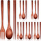 Wooden Flatware Set Natural Wooden Cutlery Set Chopsticks Spoon Fork Set Long Handle Utensils Set Reusable Japanese Style Tableware Set for Kitchen, Home, Camping, Picnic (18)