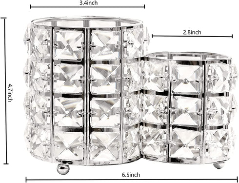 Makeup Brush Holders Crystal Makeup Brush Organizer Makeup Storage Makeup Brush Cup Holders Handcrafted Bling Gorgeous Decor for Vanity Extra Capacity Wide Opening (Silver)