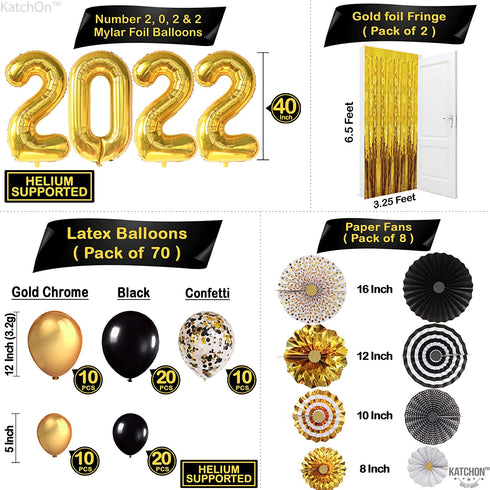 Huge 2022 Graduation Balloon Arch Kit - Pack of 110, Gold 2022 Balloons | Gold Foil Fringe, Hanging Swirls, Graduation Balloon Garland Kit | Graduation Party Decorations, Graduation Decorations 2022