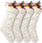 Fesciory 4 Pack Christmas Stockings 18 Inches Large Size Cable Knitted Stocking Gifts & Decorations for Family Holiday Xmas Party, Ivory White