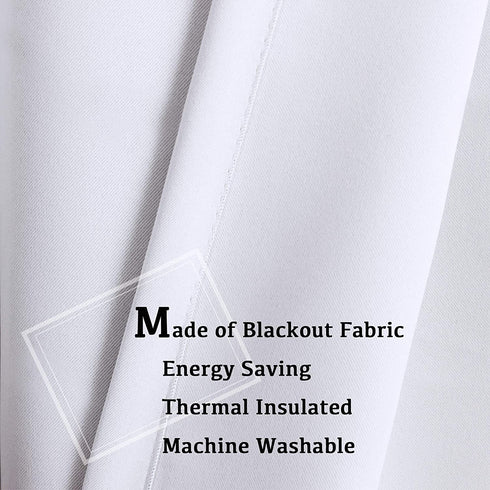 2 Panels Solid Room Darkening Drapes Pure White Themal Insulated Grommet/Eyelet Top Nursery & Infant Care Curtains Each Panel 42" W x 63" L