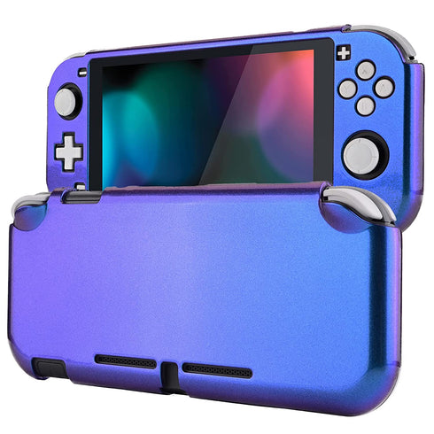 eXtremeRate PlayVital Glossy Chameleon Purple Blue Protective Case for Nintendo Switch Lite, Hard Cover Protector for Nintendo Switch Lite - 1 x Black Border Tempered Glass Screen Protector Included