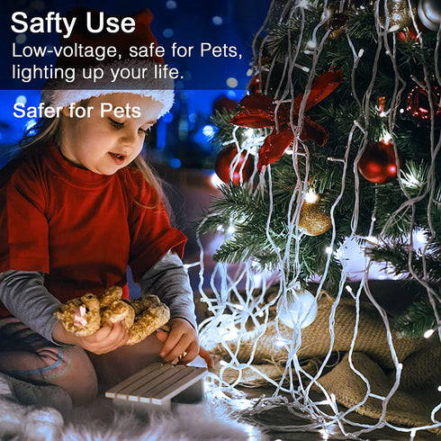 JMEXSUSS 300 LED Christmas Lights Outdoor Waterproof 8 Modes Christmas String Lights Cool White Christmas Tree Lights Indoor Plug in